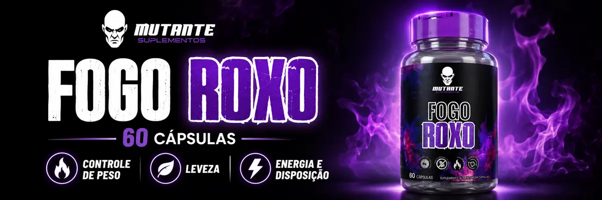Fogo Roxo — o melhor termogênico da atualidade, 60 cápsulas. Controle de peso, leveza, energia e disposição.
